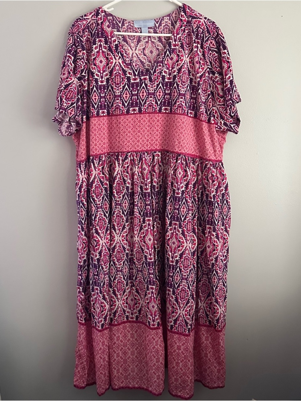 Only Necessities Midi Dress Petite 26/28 short sleeve maxi pink 2x 3x 4x 2xl 4xl
